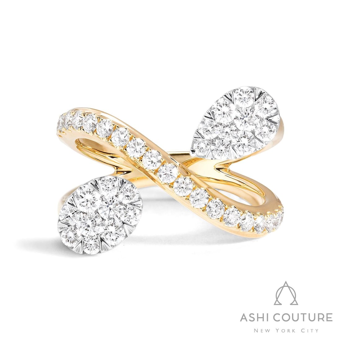 1.21 ctw Diamond Fiori Toi Et Moi 18K Yellow & White Gold Ring: Captured in a moment of brilliance, this exquisite Fiori Toi Et Moi Cluster ring featuring Natural Diamonds speaks to the connoisseur. Securely held in a classic Toi Et Moi design, the ring is forged 
