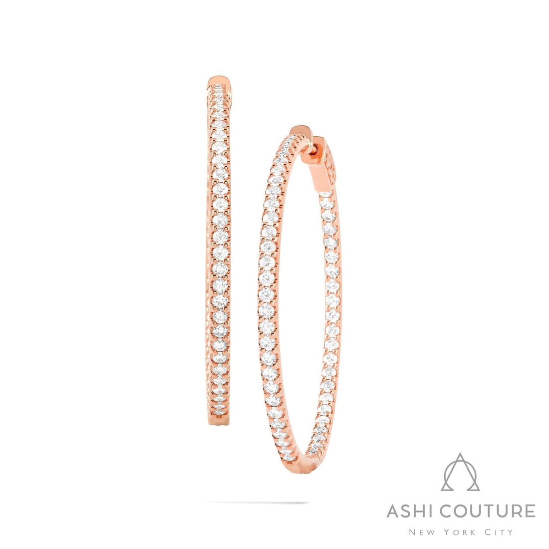 2.12 ctw White Diamond 18K Rose Gold Hoop Earrings: Retail Value: $14,505 A symphony of light and color, this magnificent Hoop pair of earrings featuring White Diamond embodies the pinnacle of luxury. Showcasing the gems in a Hoop arrangement, the earr