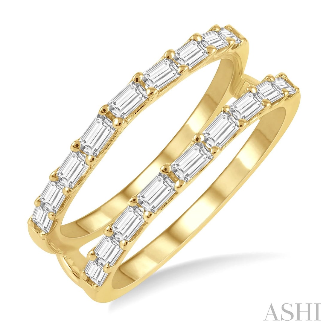 0.81 ctw Baguette Diamond 14K Yellow Gold Insert Ring: Captured in a moment of brilliance, this stunning Baguette Diamond Insert ring featuring Natural Diamonds speaks to the connoisseur. Expertly mounted in a Insert/Guard Ring setting, the ring is crafte