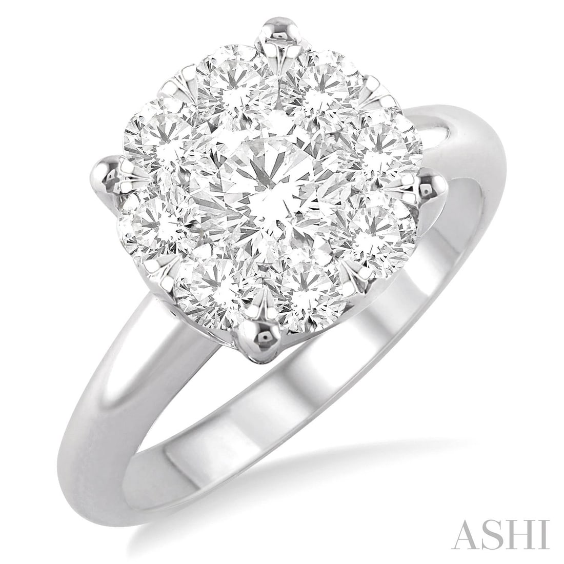 2.00 ctw Cluster Diamond Lovebright 14K White Gold Ring: Epitomizing grandeur, this breathtaking Cluster ring featuring White Diamond stands as a beacon of refined taste. Showcasing the gems in a Cluster arrangement, the ring consists of 5.5 g of 14K White 