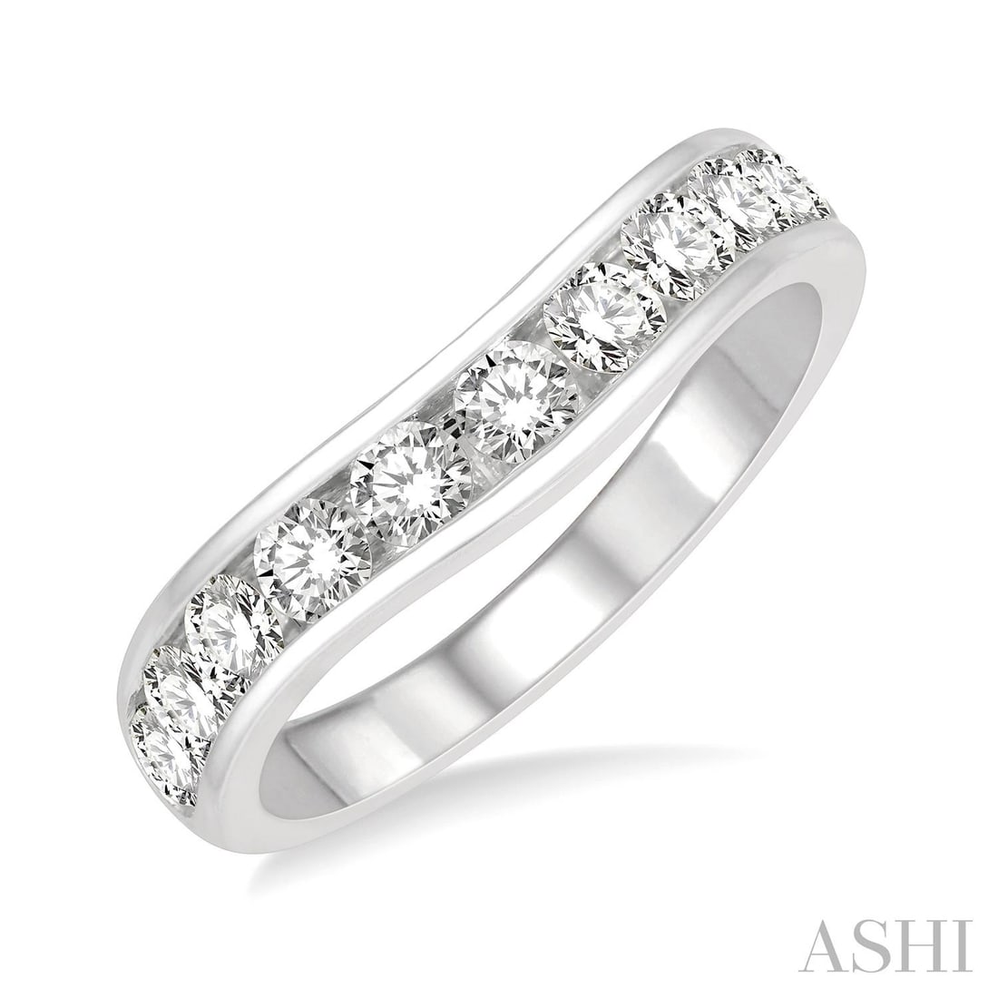 1.0 ctw Round Diamond Inlay Wedding Band 14K White Gold Ring: Exuding opulence and grace, this elegant Inlay ring featuring White Diamond is crafted for the distinguished. Showcasing the gems in a Channel arrangement, the ring consists of 3.6 g of 14K White Gold