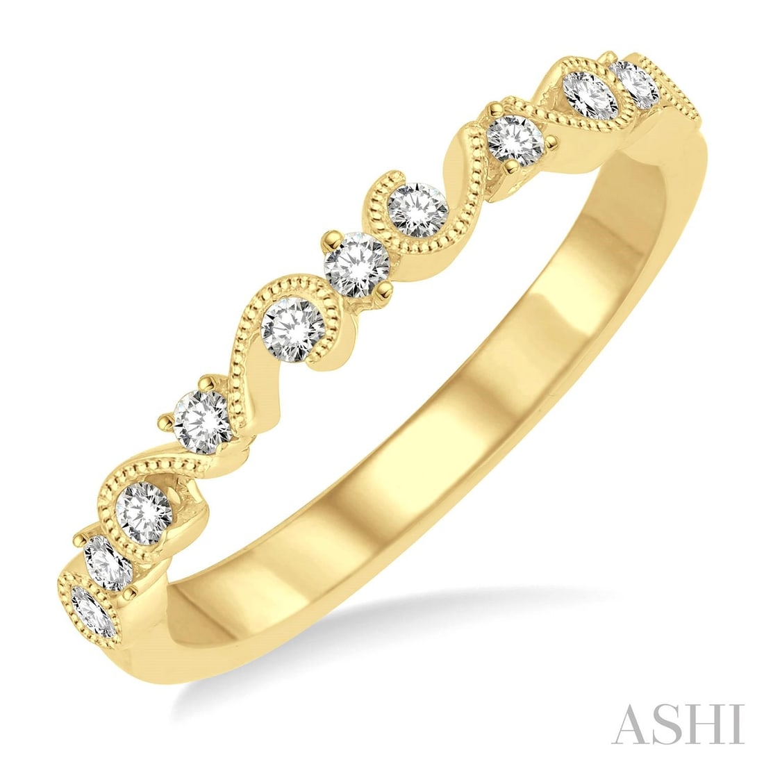 0.22 ctw White Diamond Stack Band 14K Yellow Gold Ring: Captured in a moment of brilliance, this elegant Stack Band ring featuring White Diamond speaks to the connoisseur. Securely held in a classic Band design, the ring is forged from 1.85 grams of high-p