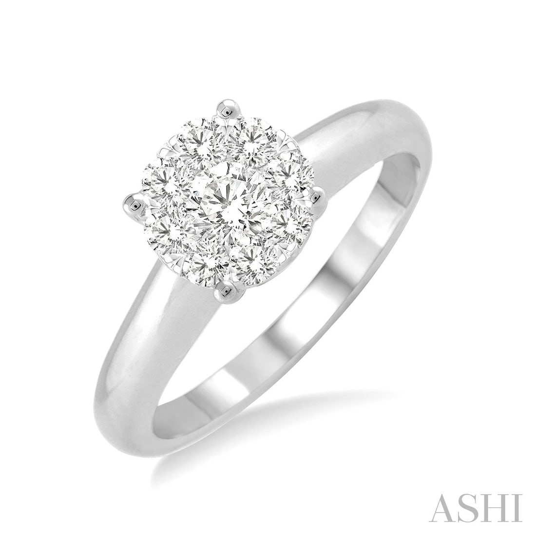 0.12 ctw Diamond Cluster 14K White Gold Ring: Epitomizing grandeur, this magnificent Cluster ring featuring White Diamond stands as a beacon of refined taste. A detailed Cluster gallery secures the stones, rendered in 2.25 grams of lustrous 14K W