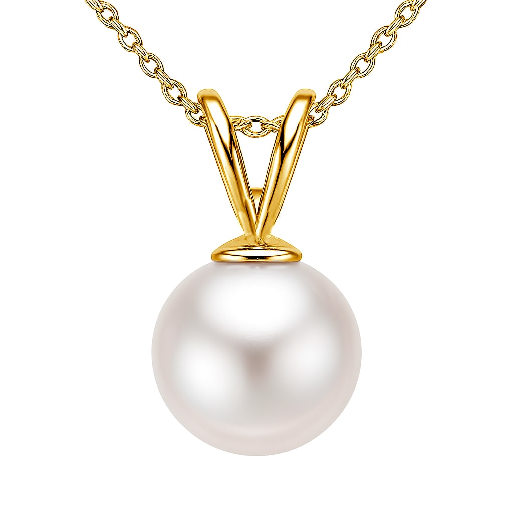 14k Yellow Gold Pendant Necklace with White Pearl - 18 Inch Chain: Radiating sophistication, this exquisite pendant necklace features a lustrous white pearl as its centerpiece. Crafted with precision, the pendant is set in 14k yellow gold, embodying a modern aestheti
