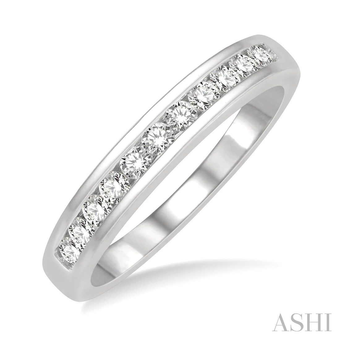 0.35 ctw Diamond Channel Set 14K White Gold Band Ring: Timeless and sophisticated, this elegant Channel Set ring featuring White Diamond radiates enduring beauty. Expertly mounted in a Channel setting, the ring is crafted in 2.6 grams of solid 14K White G