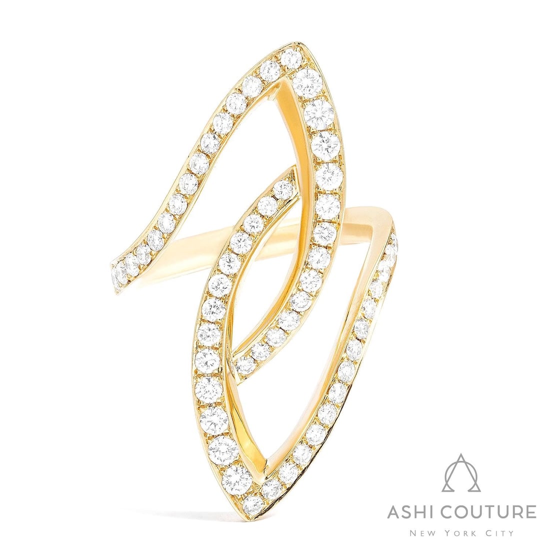 1.08 ctw White Diamond Funky Fashion Ring 18K Yellow Gold: A vision of luxury, this magnificent Funky ring featuring White Diamond defines sophistication. Securely held in a classic Pave design, the ring is forged from 7.25 grams of high-polish 18K Yellow Gol