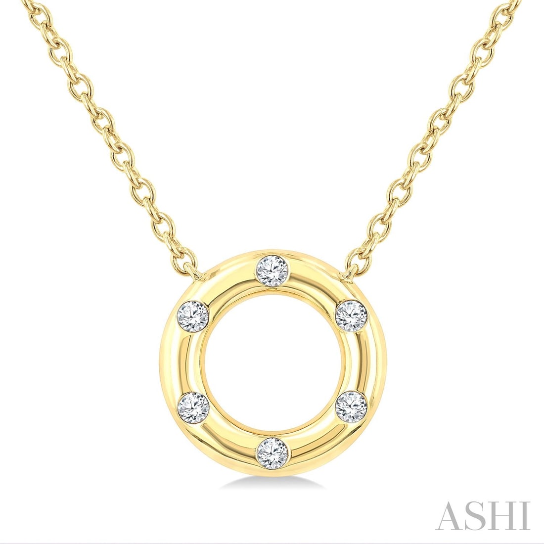 0.12 ctw Diamond 10k Yellow Gold Pendant Necklace: A testament to superior craftsmanship, this elegant Petite Circle pendant necklace featuring Natural Diamonds is unparalleled. A detailed Accent gallery secures the stones, rendered in 1.2 grams of lu