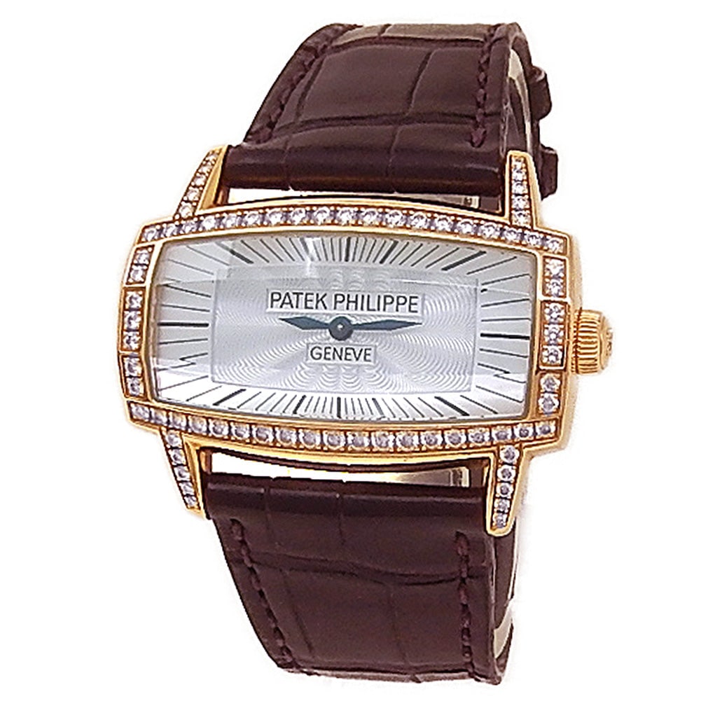 Patek Philippe Gondolo Gemma 4991R-001 18k Rose Gold Mother of Pearl Dial: The Patek Philippe Gondolo Gemma, Reference 4991R-001, is a breathtaking expression of feminine elegance and horological artistry. Crafted in radiant 18k rose gold, the uniquely curved case is beautif