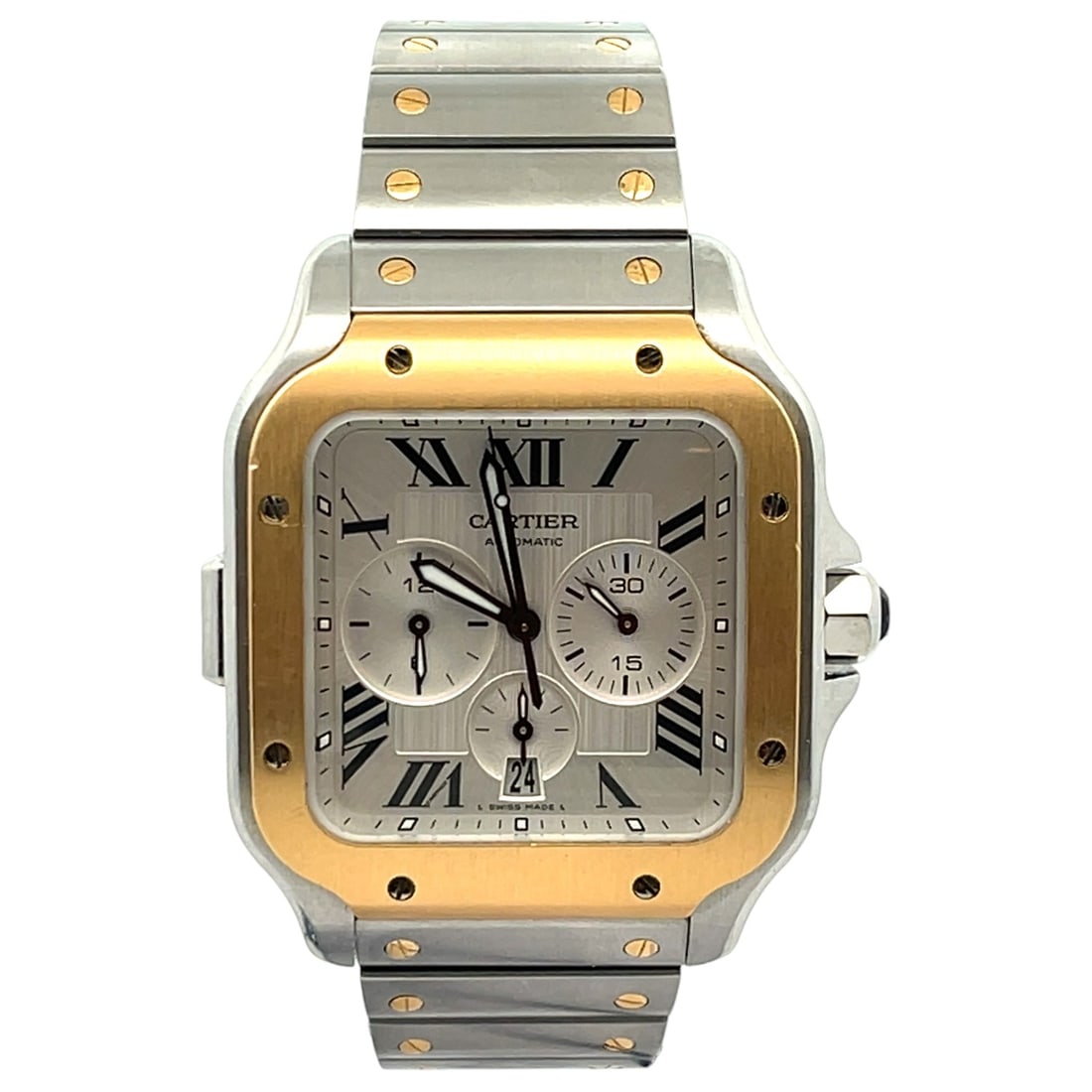 Cartier Santos De Cartier Chronograph Ref 4183 W2SA0008 Two-Tone Silver Dial (1 of 4)