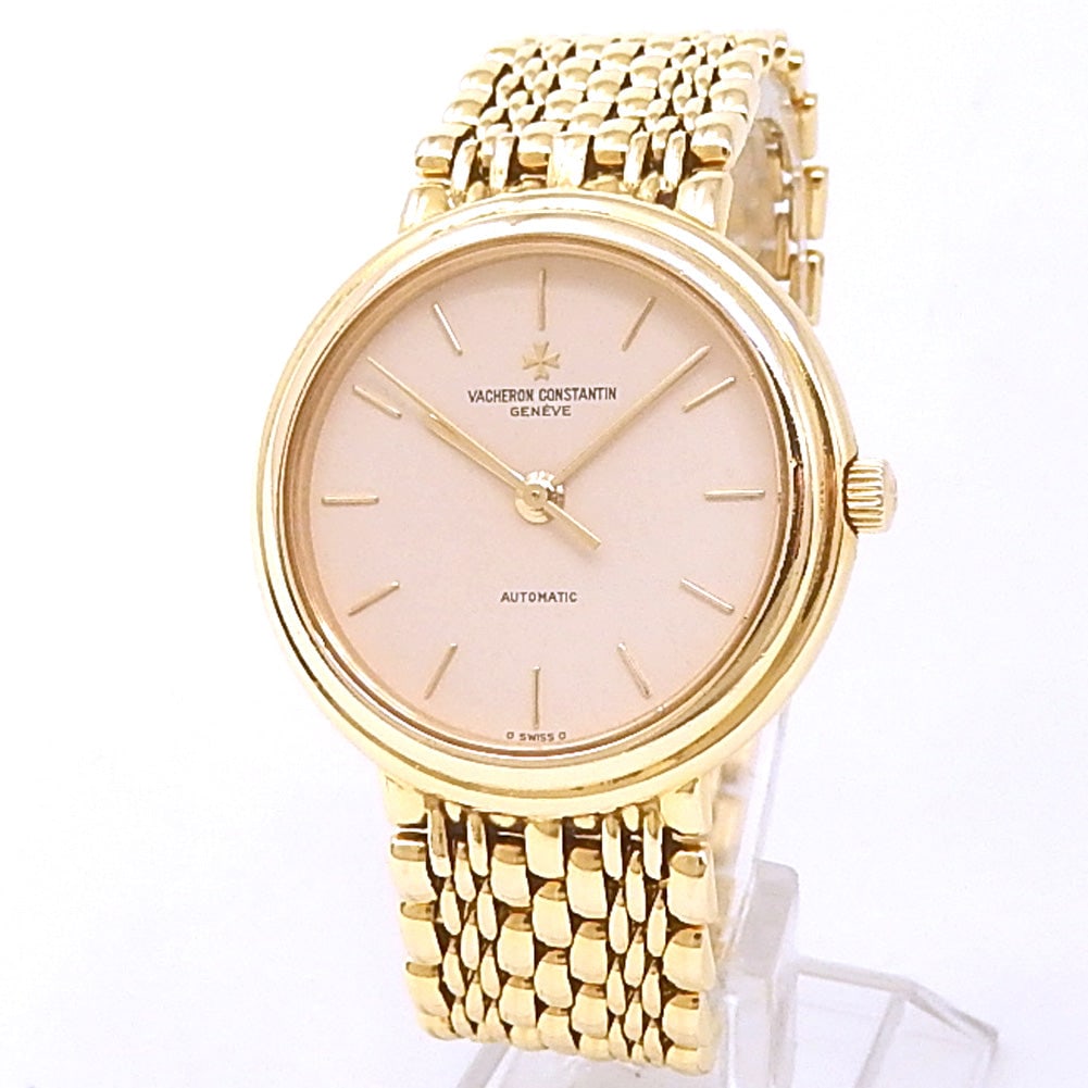 Vacheron Constantin Vintage 18k Yellow Gold Automatic Beige Dial: The elegant Vacheron Constantin Vintage is a brilliant testament to classic Swiss watchmaking. Crafted in exquisite 18k yellow gold, this luxury timepiece features a warm and charming beige dial s