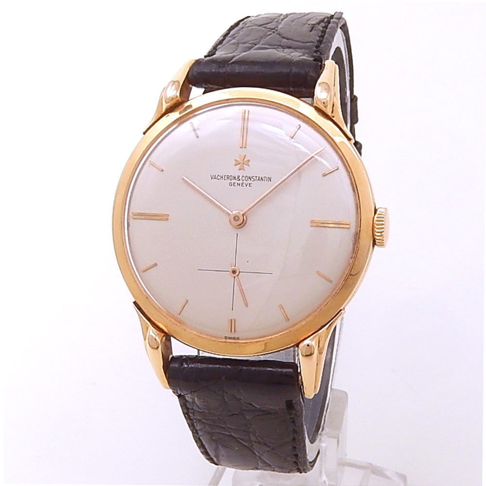 Vacheron Constantin Vintage 18k Rose Gold Black Leather Silver Men's Watch: The Vacheron Constantin Vintage is a classic mid-century timepiece, exemplifying the understated elegance of the 1960s. Housed in an 18k rose gold case, its silver dial exudes a refined simplicity