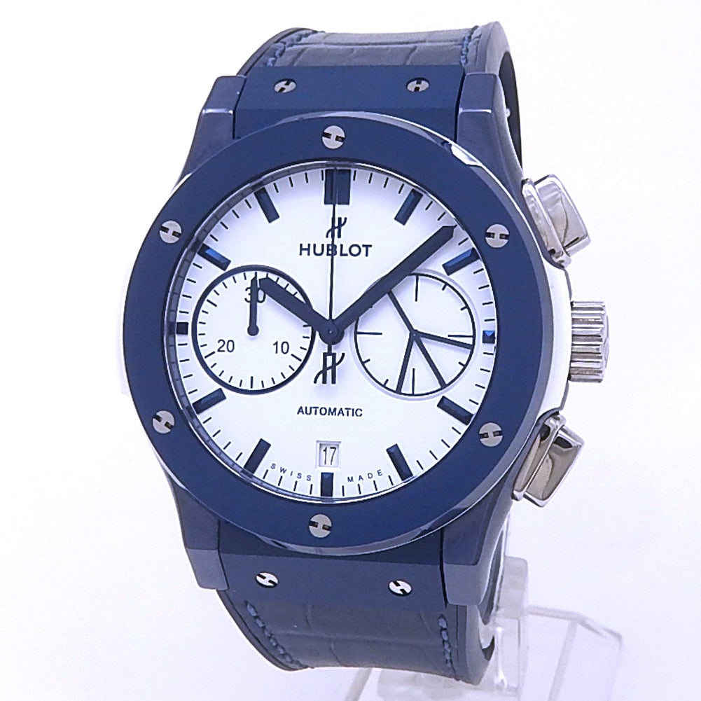 Hublot Classic Fusion Chronograph Boutique Ibiza 521.EX.2090.LR.IBZ19 Blue Ceramic White Dial: The Hublot Classic Fusion Chronograph Boutique Ibiza, Reference 521.EX.2090.LR.IBZ19, is a limited edition masterpiece, restricted to just 50 pieces worldwide. Crafted in a striking Blue Ceramic case,