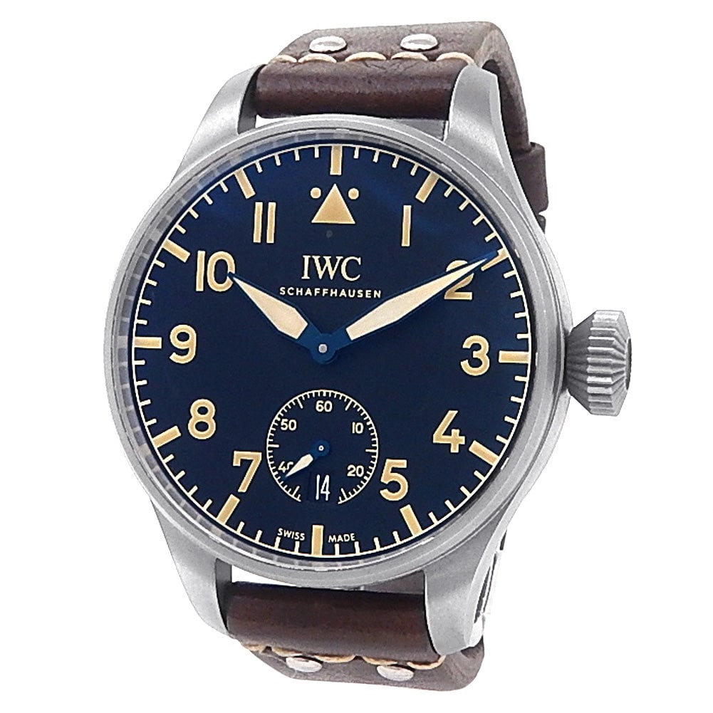 IWC Big Pilot's Heritage IW510301 Titanium Black Dial: The IWC Big Pilot's Heritage, Reference IW510301, is a historic masterpiece of utilitarian design and robust mechanics. Crafted with a lightweight and incredibly strong Titanium case, this aviation-in