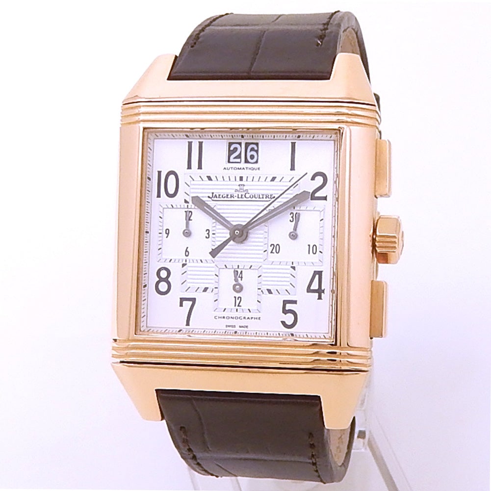 Jaeger-LeCoultre Reverso Squadra Chronograph GMT Q7012420 18k Rose Gold Silver Dial (1 of 6)