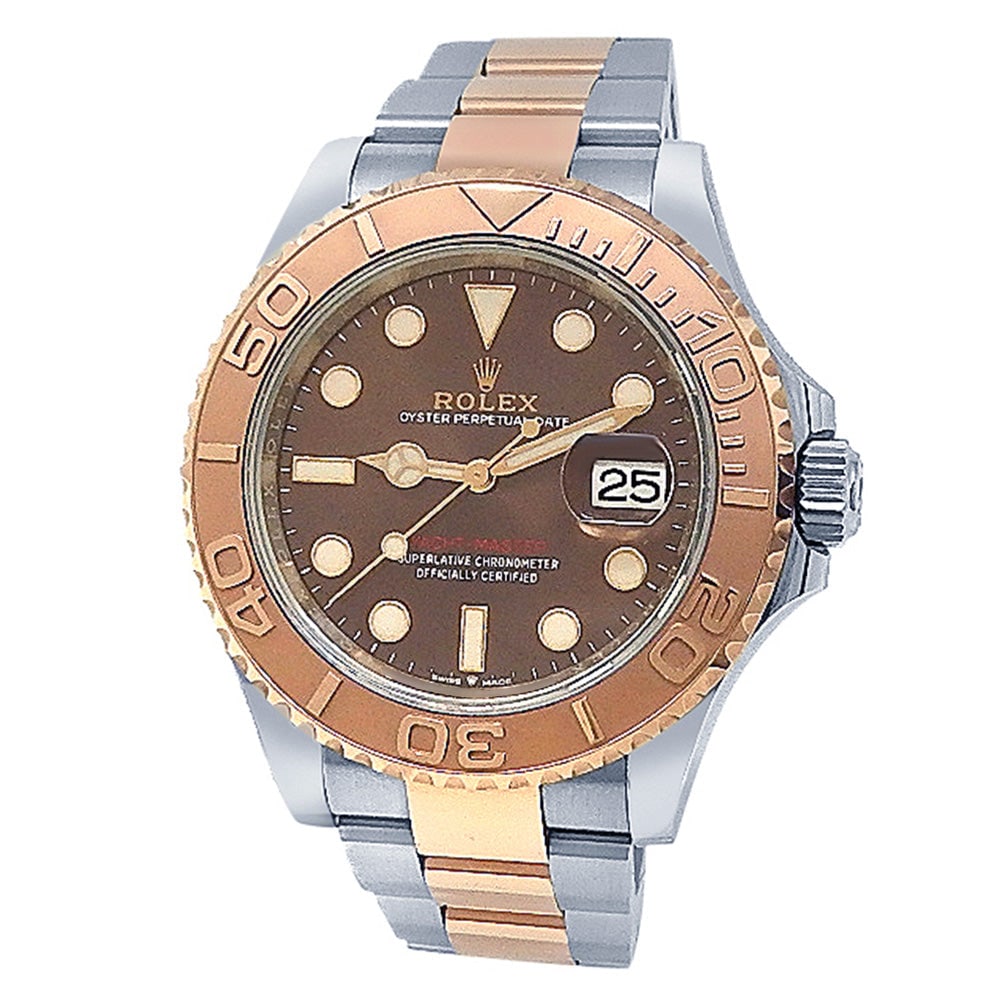 Rolex Yacht-Master 126621 18k Everose Gold Steel Chocolate Dial: The Rolex Yacht-Master, Reference 126621, is a superb fusion of robust maritime utility and prestigious luxury. Strikingly executed in a beautiful blend of 18k Everose gold and stainless steel, this l