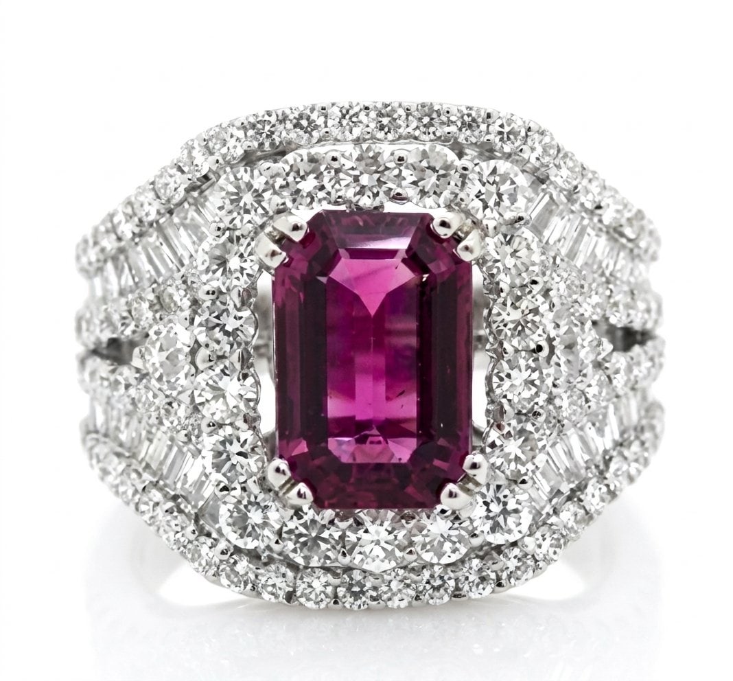 Rubellite Tourmaline and Diamond Ring in 18K White Gold: Featured Collection: The Kelly Christie Collection Exclusively Curated By: Serenity Gallerie The Kelly Christie Collection crafts heirloom-quality masterpieces designed not just to adorn, but to captu