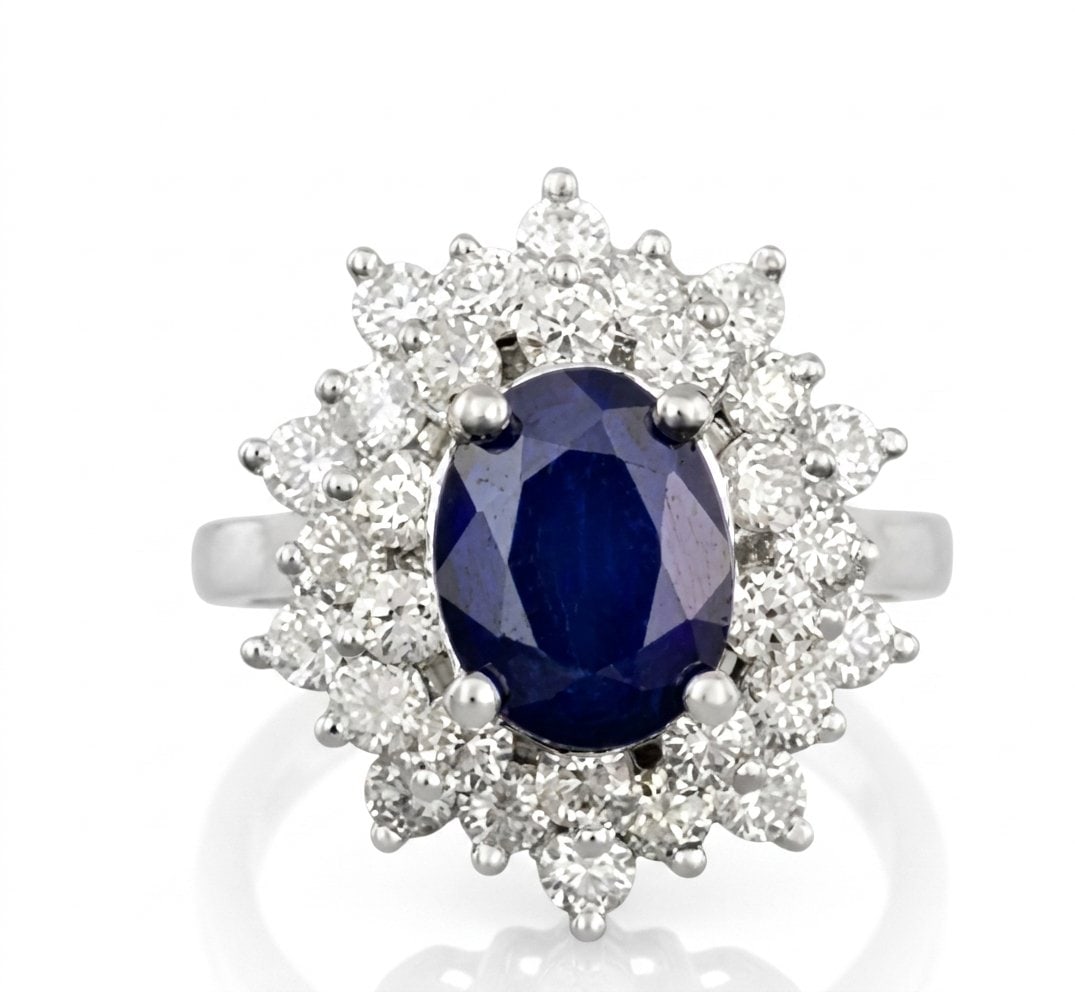 Sapphire and Diamond Ring in 14K White Gold: Featured Collection: The Kelly Christie Collection Exclusively Curated By: Serenity Gallerie The Kelly Christie Collection crafts heirloom-quality masterpieces designed not just to adorn, but to captu