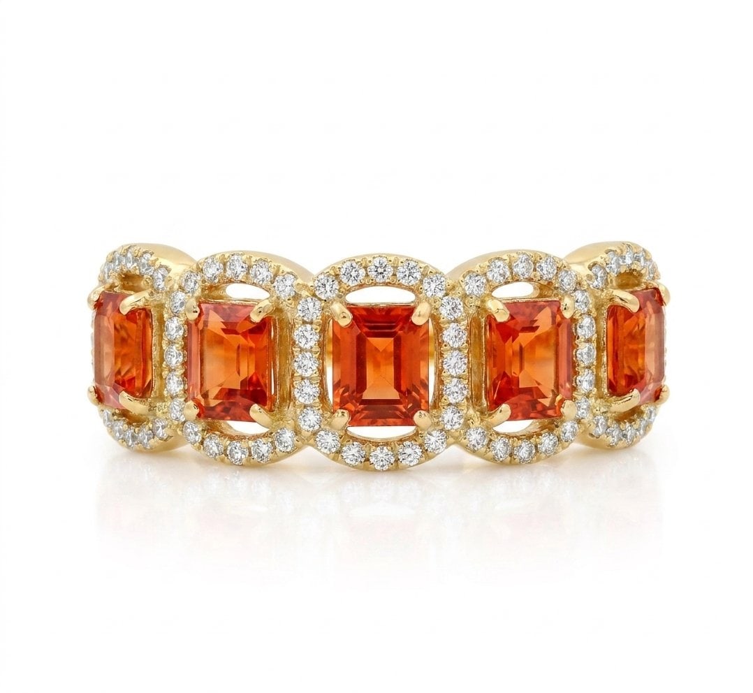 Orange Sapphire and Diamond Ring in 14K Yellow Gold (1 of 6)