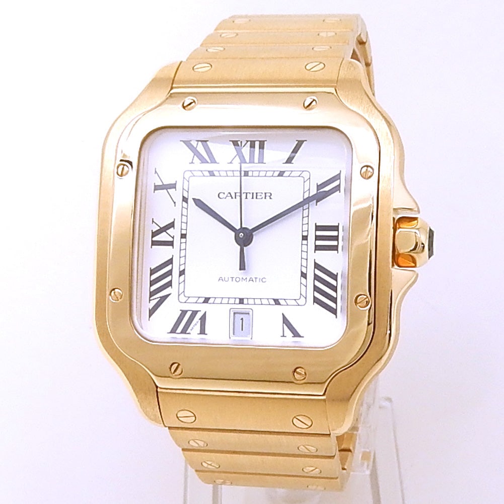 Cartier Santos de Cartier WGSA0029 18k Yellow Gold Silver Dial: The Cartier Santos de Cartier, Reference WGSA0029, represents a quintessential icon of horological distinction and refined luxury. Masterfully crafted in solid 18k yellow gold, this exceptional timepi