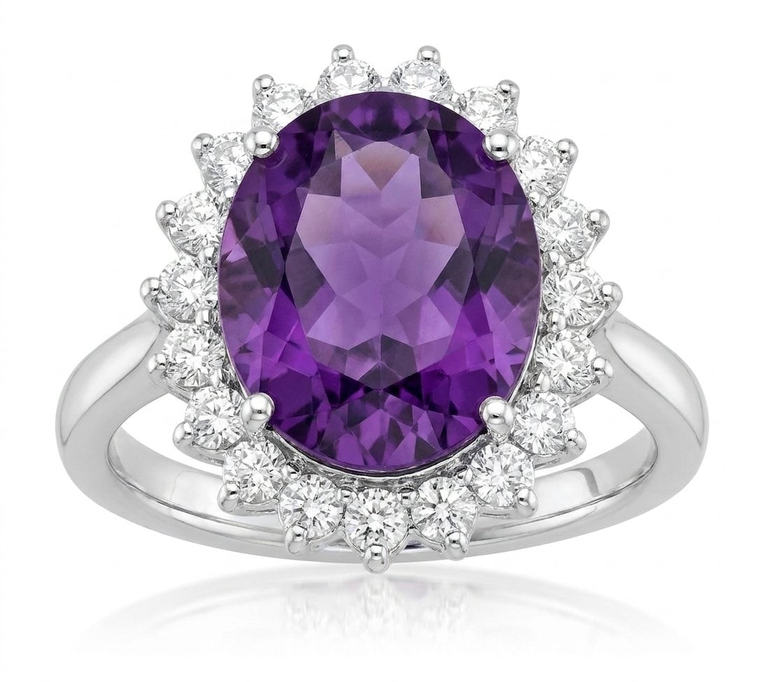 Amethyst and Diamond Ring in 14K White Gold (1 of 6)