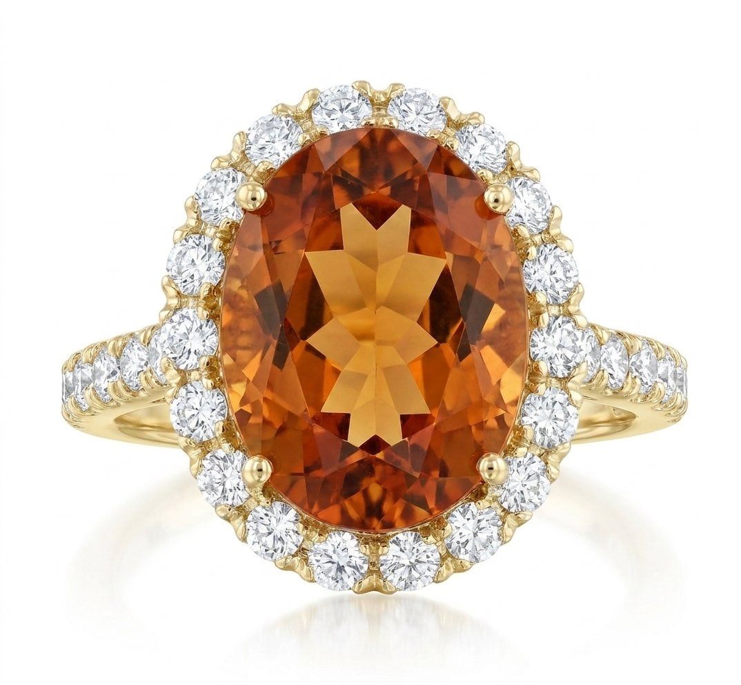 Citrine and Diamond Ring in 14K Yellow Gold: Featured Collection: The Kelly Christie Collection Exclusively Curated By: Serenity Gallerie The Kelly Christie Collection crafts heirloom-quality masterpieces designed not just to adorn, but to captu
