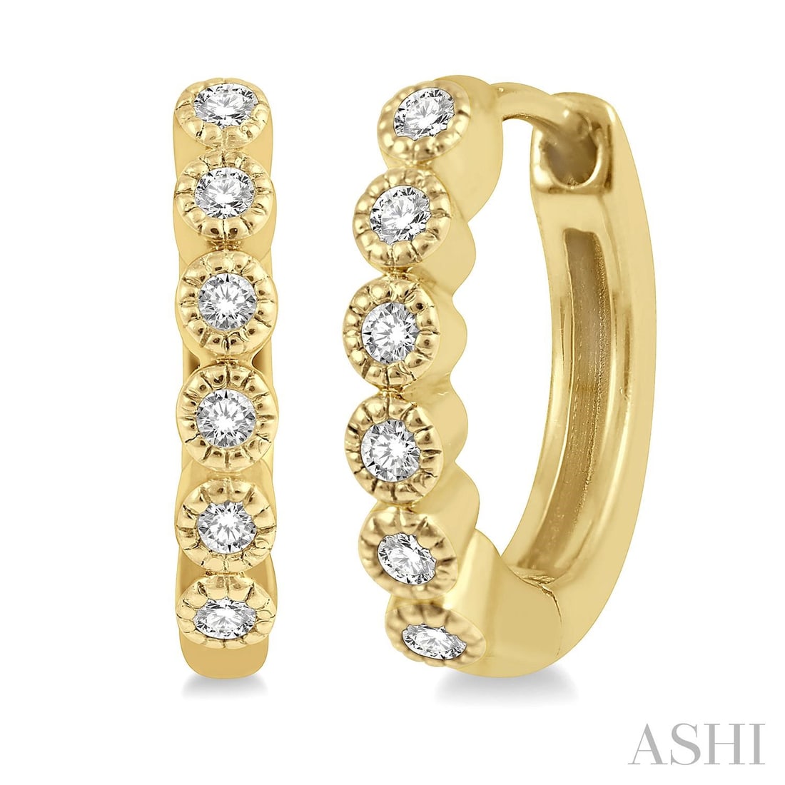 0.10 ctw Diamond Petite Huggie Earrings 10K Yellow Gold: Exuding opulence and grace, this elegant Huggie pair of earrings featuring Natural Diamonds is crafted for the distinguished. A detailed Huggie Hoop gallery secures the stones, rendered in 1.7 grams o