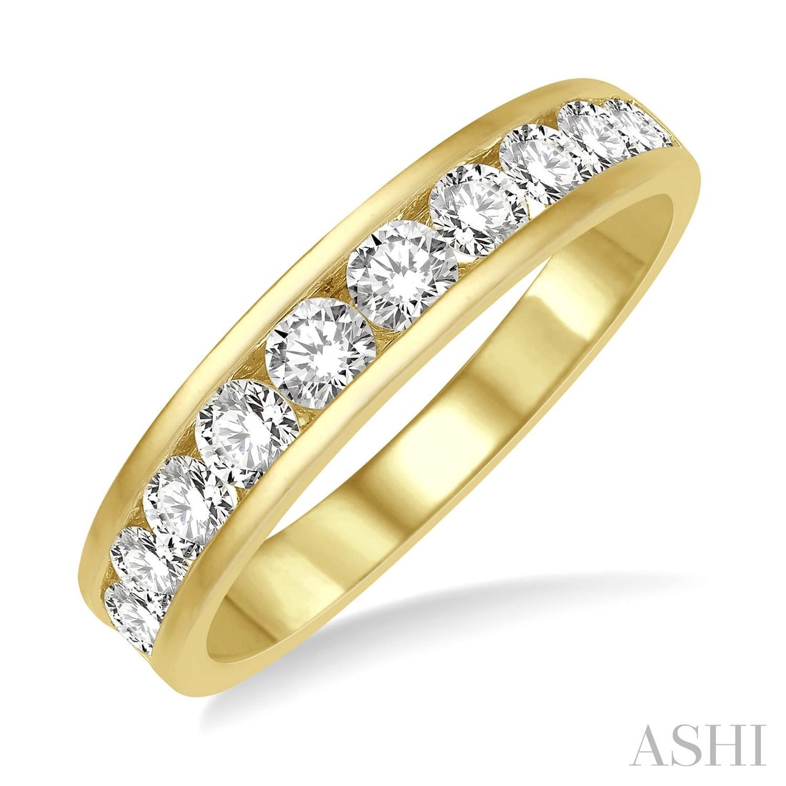 0.99 ctw Channel Set White Diamond 14K Yellow Gold Band Ring: Rare and radiant, this magnificent Channel Set ring featuring White Diamond offers a touch of the extraordinary. Crafted with precision, the Channel-Set Band setting is seamlessly integrated into 3.0 