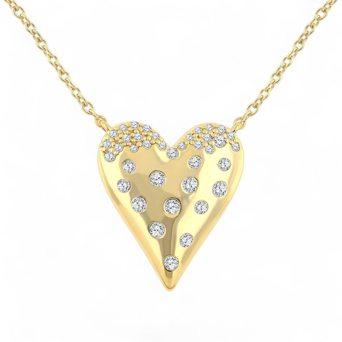 0.19 Ctw Heart Mosaic Diamond Modern 10K Yellow Gold Pendant - Certified: Rare and radiant, this stunning Heart Mosaic pendant featuring Natural Diamonds offers a touch of the extraordinary. A detailed Pave gallery secures the stones, rendered in 2.05 grams of lustrous 10K 