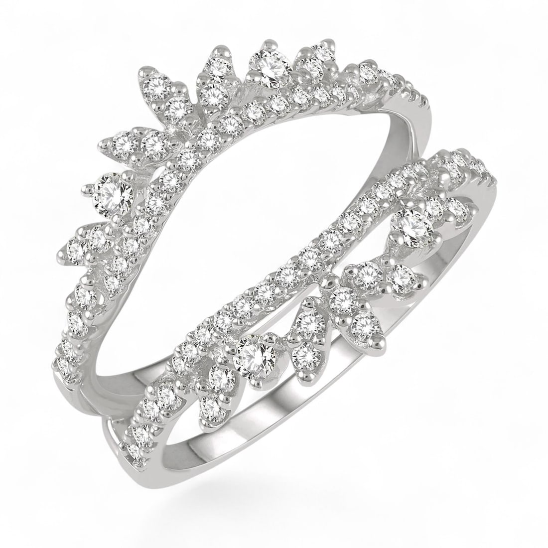 0.57 Ctw Pod Accent Crown Insert White Diamond Modern 14K White Gold Ring - Certified: Rare and radiant, this magnificent Pod Accent Crown Insert ring featuring Natural Diamonds offers a touch of the extraordinary. Crafted with precision, the Insert setting is seamlessly integrated into