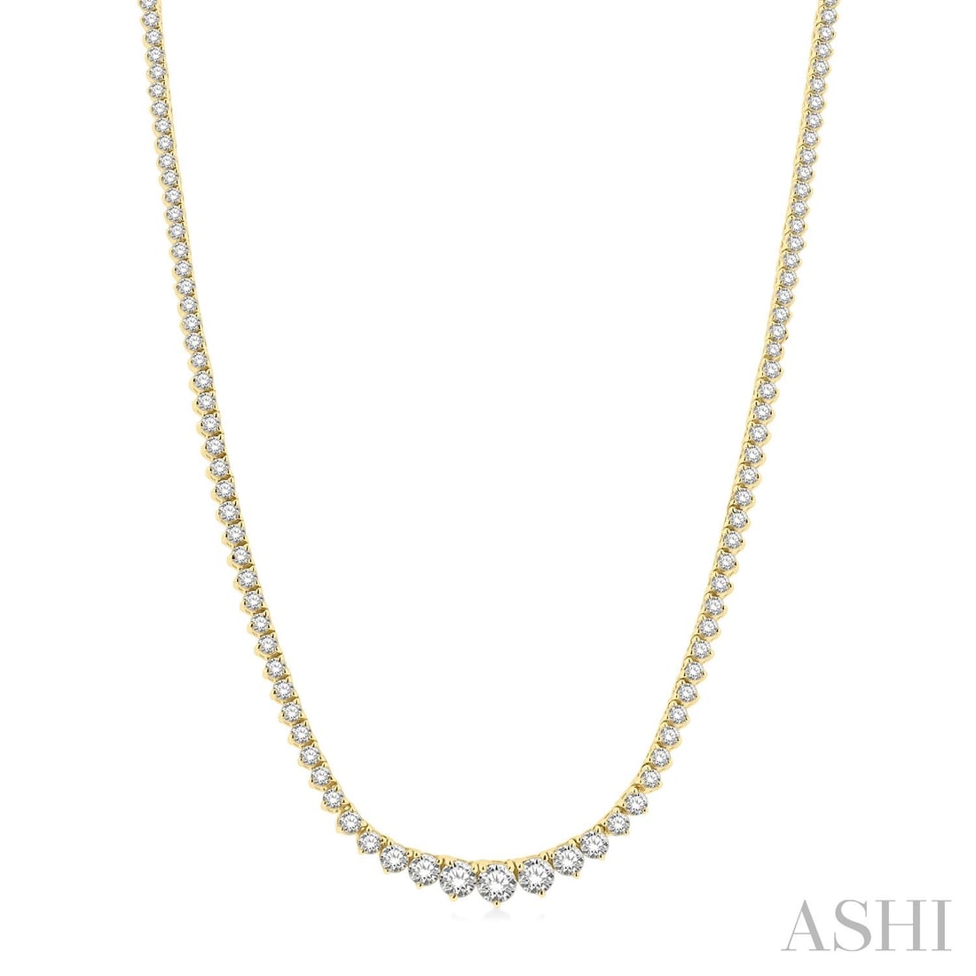 7.02 ctw Diamond Riviera 14K Yellow Gold Necklace: Defining modern elegance, this stunning Riviera necklace featuring White Diamond captures the essence of style. The gemstones are nestled within a Riviera framework, supported by a substantial 17.8 g 