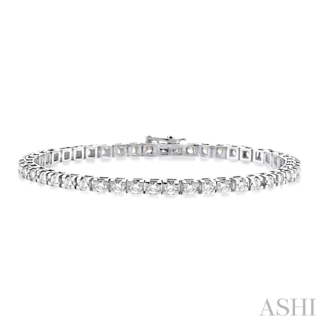 5.0 ctw Square Shape Diamond Tennis Bracelet 14K White Gold: Timeless and sophisticated, this elegant Square Shape Tennis bracelet featuring White Diamond radiates enduring beauty. Expertly mounted in a Tennis setting, the bracelet is crafted in 17.0 grams of s