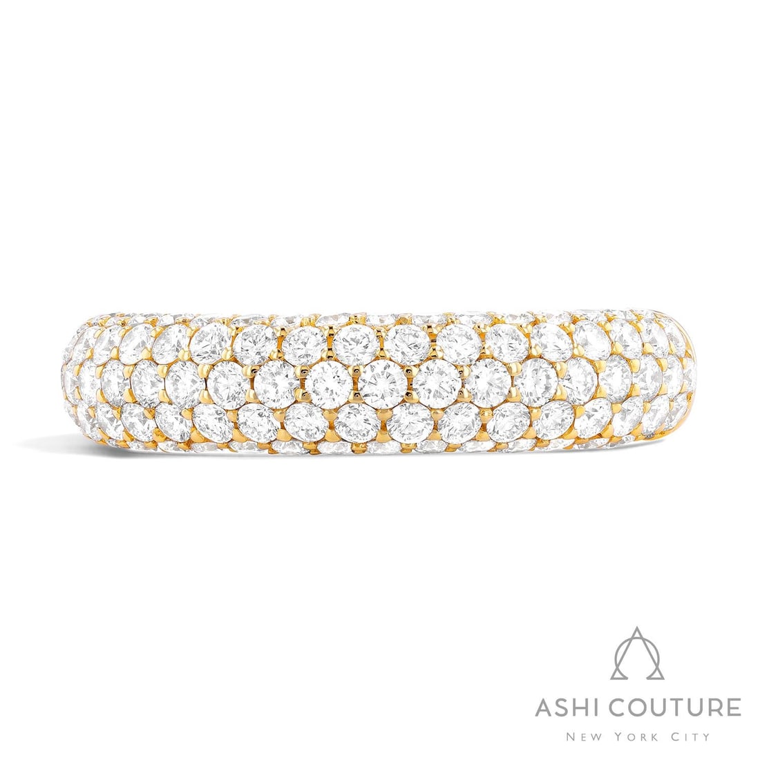 1.43 ctw Diamond 18K Yellow Gold Band Ring: Timeless and sophisticated, this elegant Duchess Pave ring featuring White Diamond radiates enduring beauty. Expertly mounted in a Pave setting, the ring is crafted in 8.0 grams of solid 18K Yellow Go