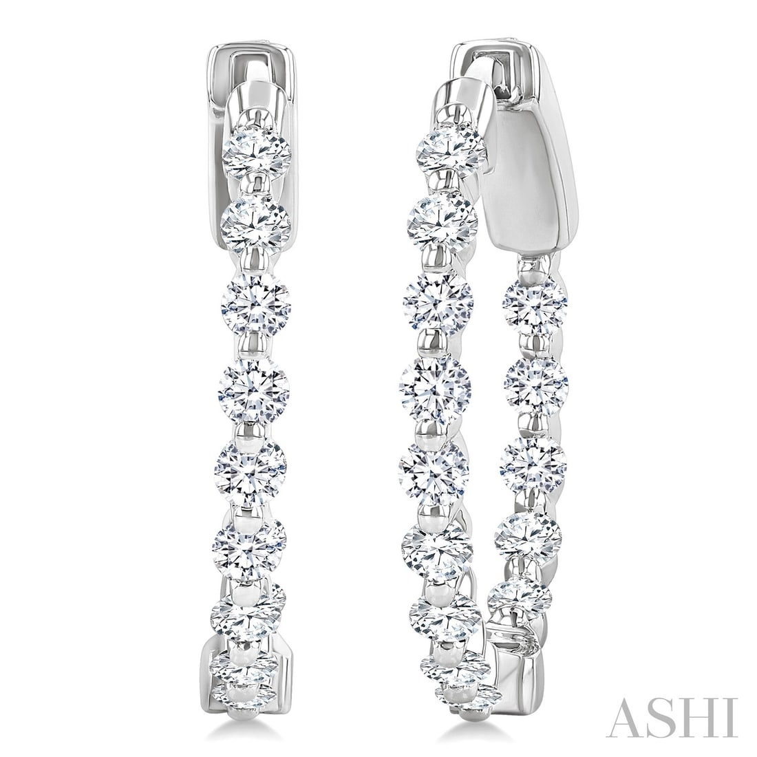 1.02 ctw Diamond Inside-Out Hoop 14K White Gold Earrings: Defining modern elegance, this elegant Inside-Out Hoop pair of earrings featuring White Diamond captures the essence of style. Securely held in a classic Continuous Line design, the earrings are forge
