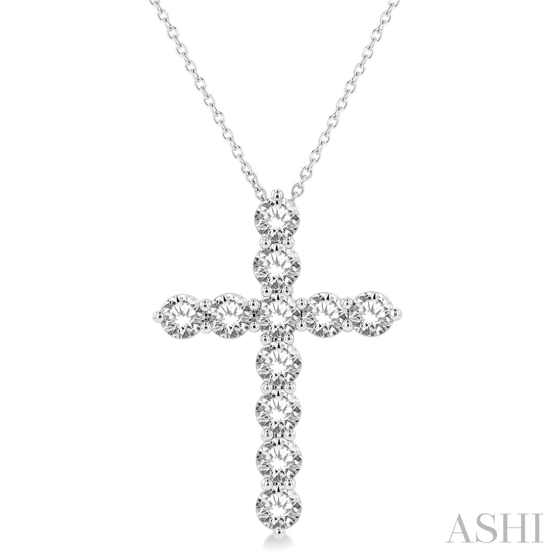 2.97 ctw White Diamond Cross 14K White Gold Pendant Necklace: An exquisite masterpiece of haute joaillerie, this magnificent Cross pendant necklace featuring Natural Diamonds is a true treasure. A detailed Line Setting gallery secures the stones, rendered in 2.2