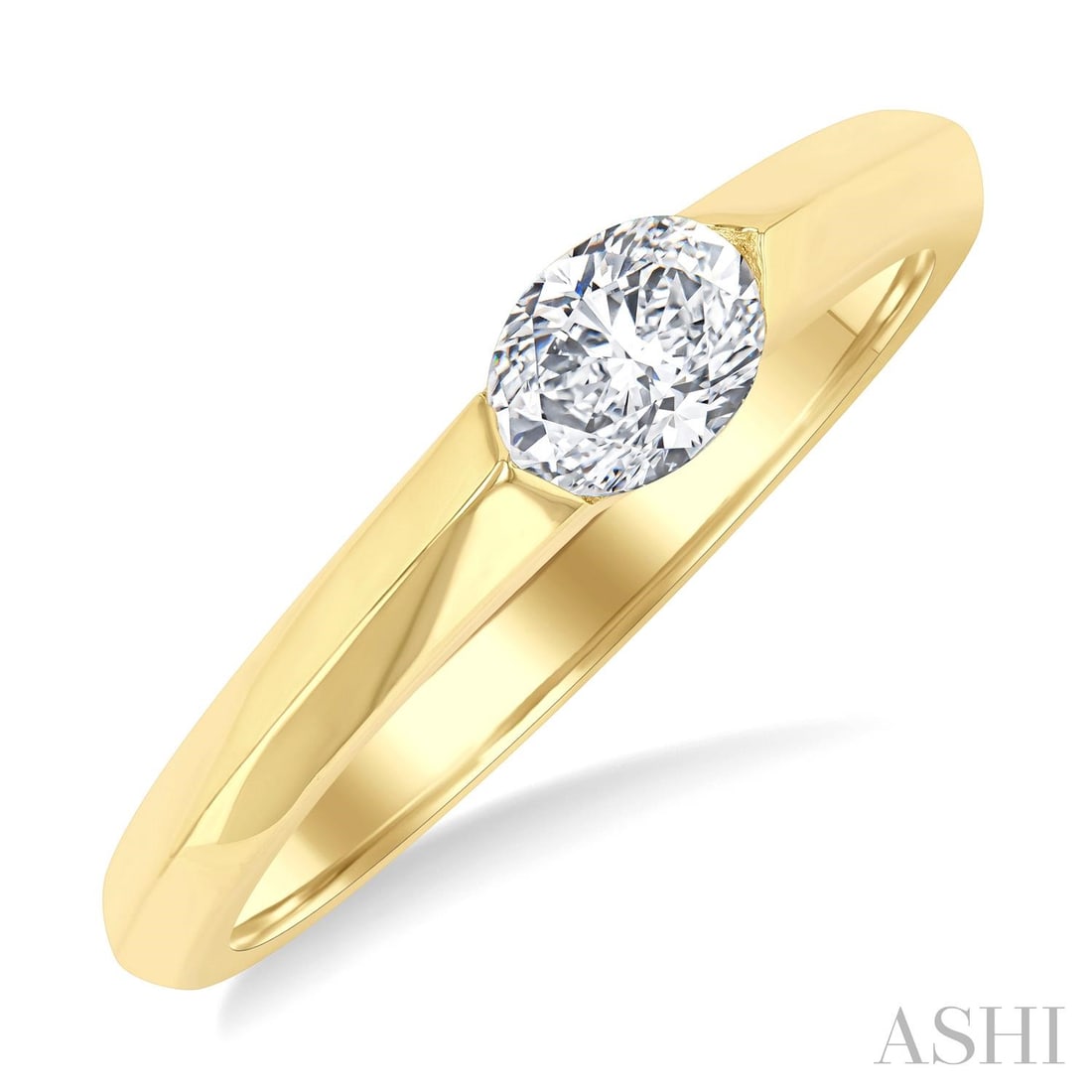 0.32 ctw Diamond Solitaire East-West Set 14K Yellow Gold Ring: Timeless and sophisticated, this elegant East-West Set Oval Cut ring featuring White Diamond radiates enduring beauty. The gemstones are nestled within a Solitaire framework, supported by a substantia