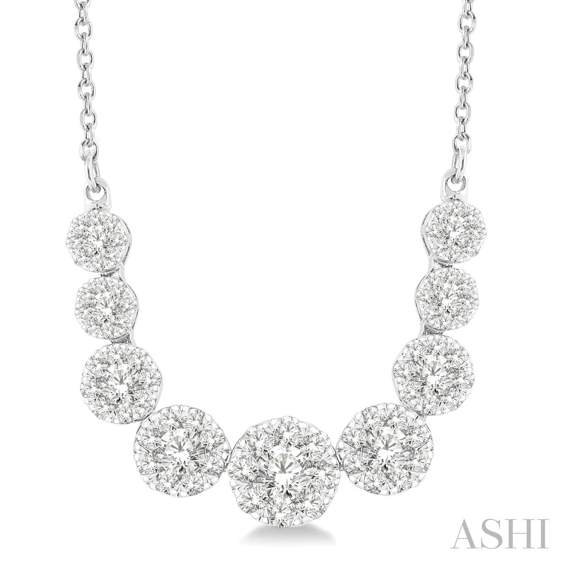 0.99 ctw Diamond Cluster Pendant 14K White Gold Necklace: Defining modern elegance, this stunning Cluster necklace featuring Natural Diamonds captures the essence of style. The gemstones are nestled within a Cluster framework, supported by a substantial 2.0 