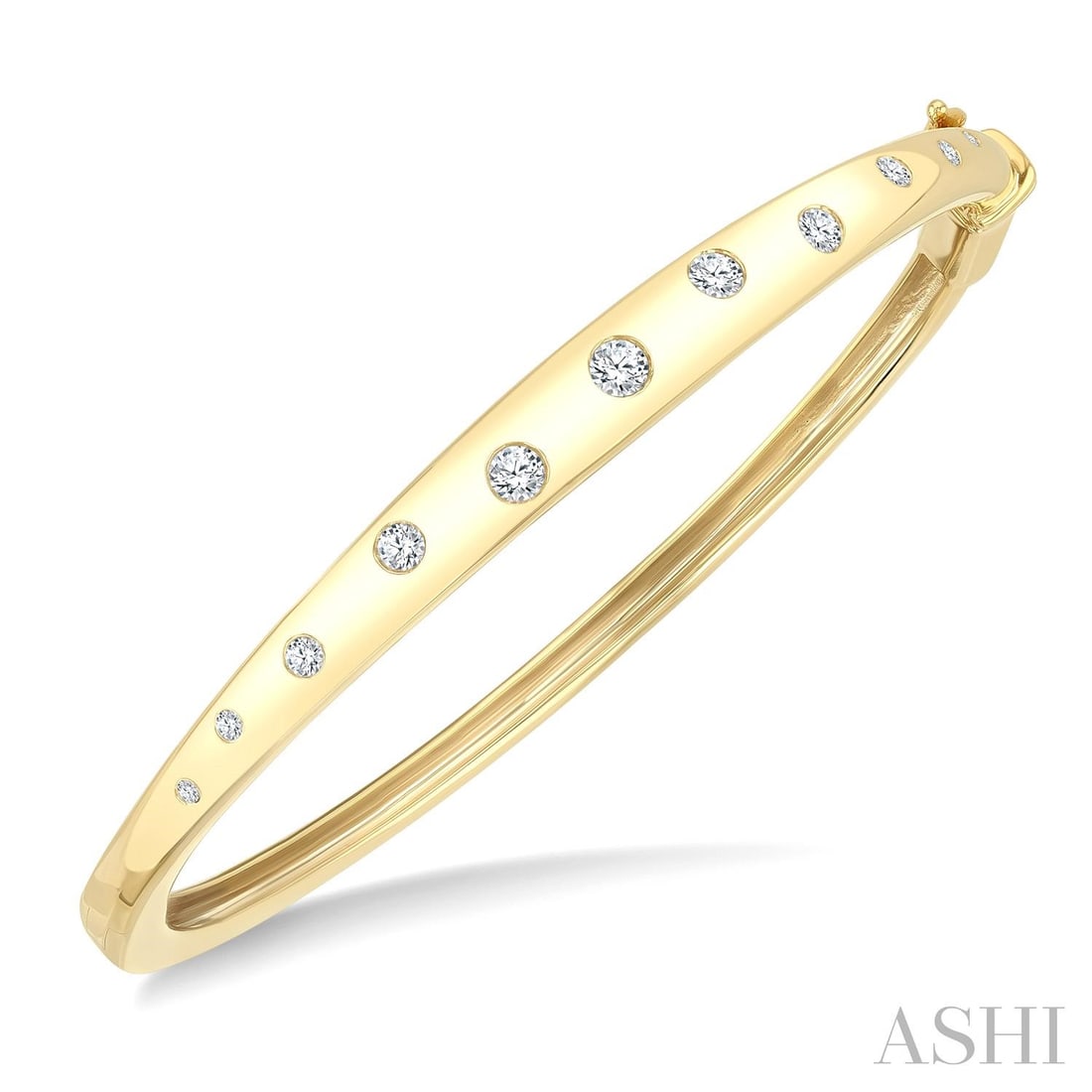 0.49 ctw Diamond Mosaic Fashion Bangle 10K Yellow Gold: Timeless and sophisticated, this exquisite Mosaic bangle bracelet featuring White Diamond radiates enduring beauty. The gemstones are nestled within a Bangle framework, supported by a substantial 13.8
