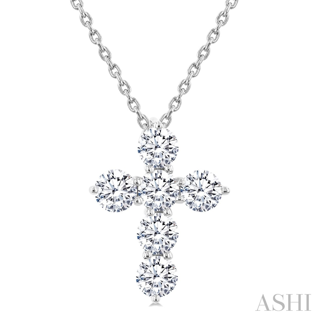 1.01 ctw Diamond Cross 14K White Gold Pendant: Exuding opulence and grace, this elegant Cross pendant featuring White Diamond is crafted for the distinguished. Crafted with precision, the Cluster setting is seamlessly integrated into 0.65 g of 14K