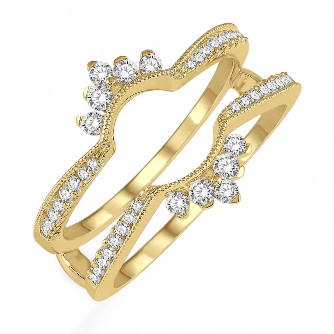 0.37 Ctw Curved Center Insert Diamond Modern 14K Yellow Gold Ring - Certified: Timeless and sophisticated, this magnificent Curved Center Insert ring featuring Natural Diamonds radiates enduring beauty. Expertly mounted in a Cluster setting, the ring is crafted in 3.9 grams of s