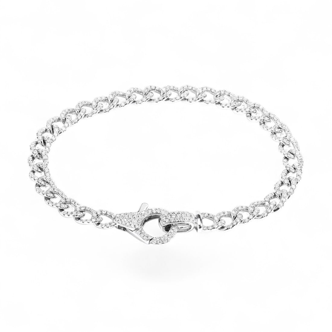 1.54 Ctw Linq Curb & Cuban Link White Diamond Modern 18K White Gold Bracelet - Certified: Exuding opulence and grace, this stunning Linq Curb & Cuban Link bracelet featuring Natural Diamonds is crafted for the distinguished. Crafted with precision, the Micro-Pave setting is seamlessly inte