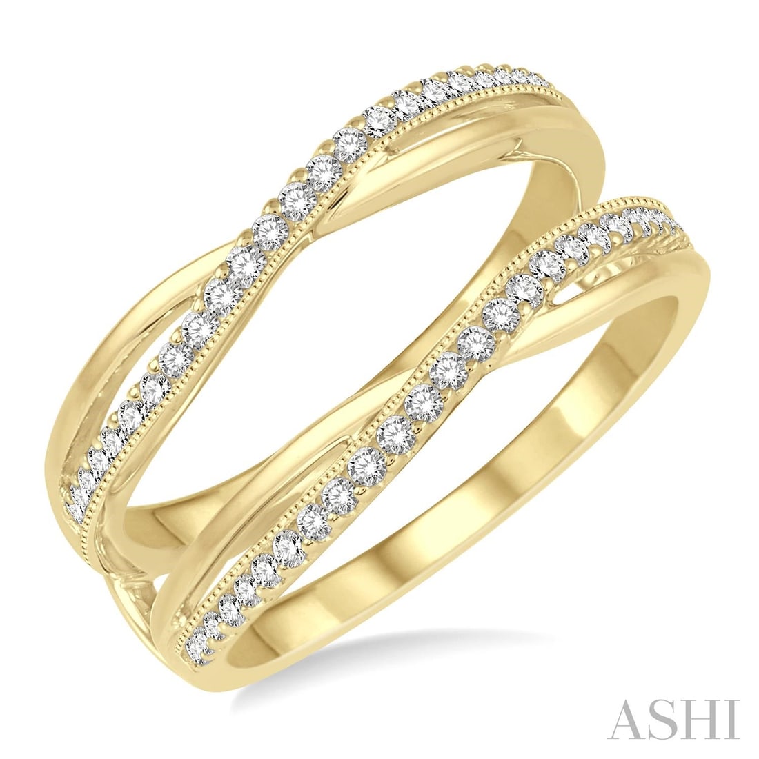 0.28 ctw Diamond Inter-Twined 14K Yellow Gold Insert Ring: Defining modern elegance, this elegant Inter-Twined insert ring featuring Diamond captures the essence of style. The gemstones are nestled within a half channel prong framework, supported by a substan