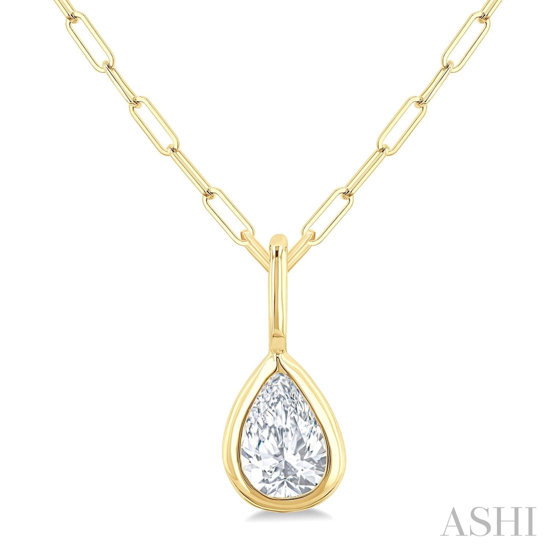 0.21 ctw Pear Cut White Diamond Bezel Set 14K Yellow Gold Pendant: Exuding opulence and grace, this elegant Bezel Set pendant featuring White Diamond is crafted for the distinguished. A detailed Bezel gallery secures the stones, rendered in 0.24 grams of lustrous 14K