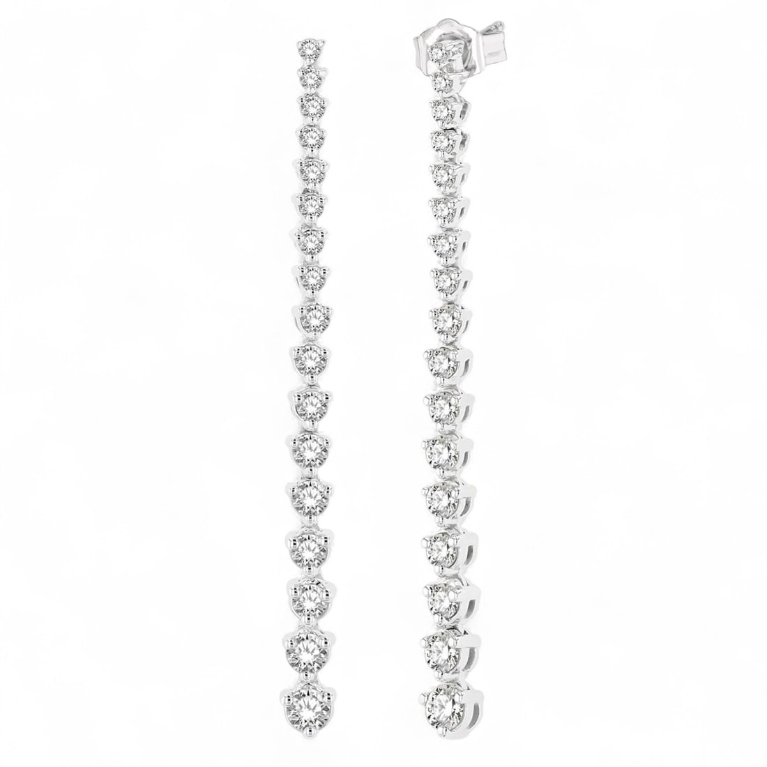 1.0 Ctw Riviera Drop Round White Diamond Modern 14K White Gold Earrings - Certified: Timeless and sophisticated, this stunning Riviera Drop pair of earrings featuring Natural Diamonds radiates enduring beauty. Securely held in a classic Prong design, the earrings are forged from 3.65 