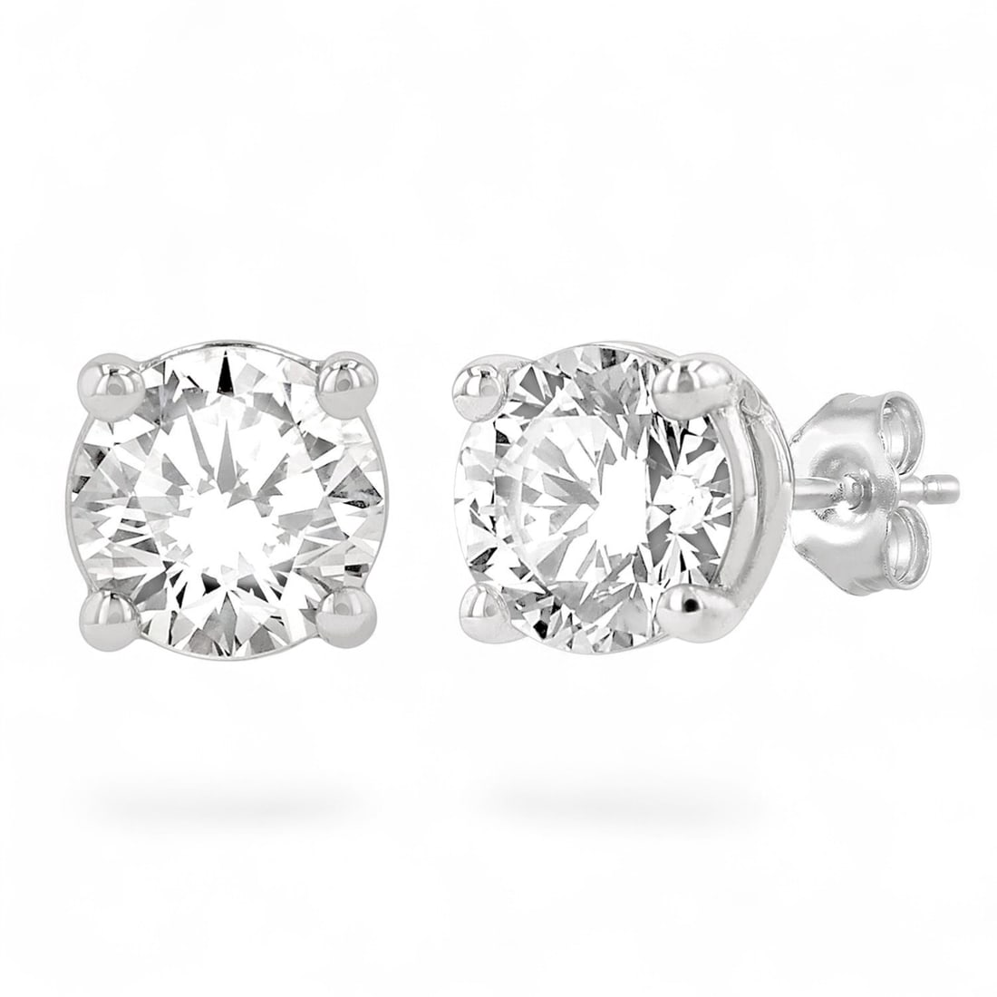2.0 Ctw Round Cut Stud White Diamond Modern 14K White Gold Earrings - Certified (1 of 3)
