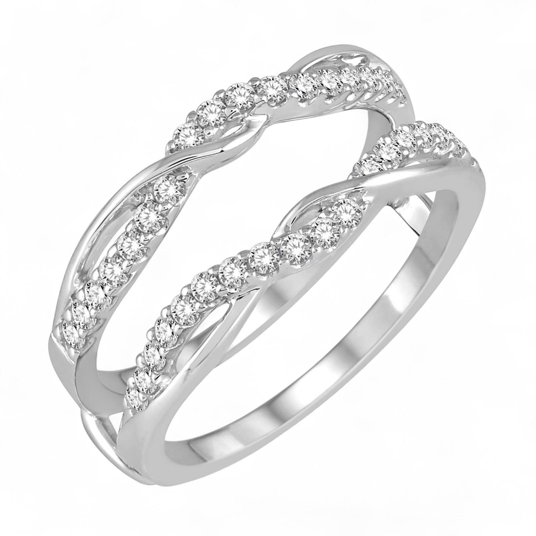 0.39 Ctw Round Brilliant Cut White Diamond Modern 14K White Gold Ring - Certified: A symphony of light and color, this elegant Insert ring featuring Natural Diamonds embodies the pinnacle of luxury. Expertly mounted in an Insert setting, the ring is crafted in 4.25 grams of solid 14
