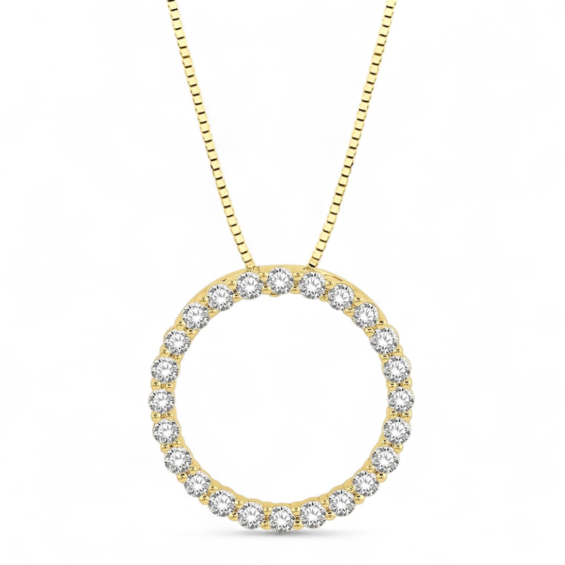 0.5 Ctw Circle Of Love White Diamond Modern 14K Yellow Gold Pendant - Certified (1 of 3)