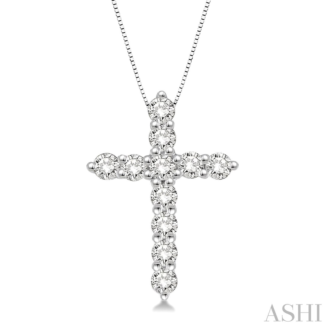 0.50 ctw Diamond Cross Pendant 14K White Gold: A vision of luxury, this elegant Cross pendant featuring White Diamond defines sophistication. Expertly mounted in a Prong setting, the pendant is crafted in 0.5 grams of solid 14K White Gold. This pe
