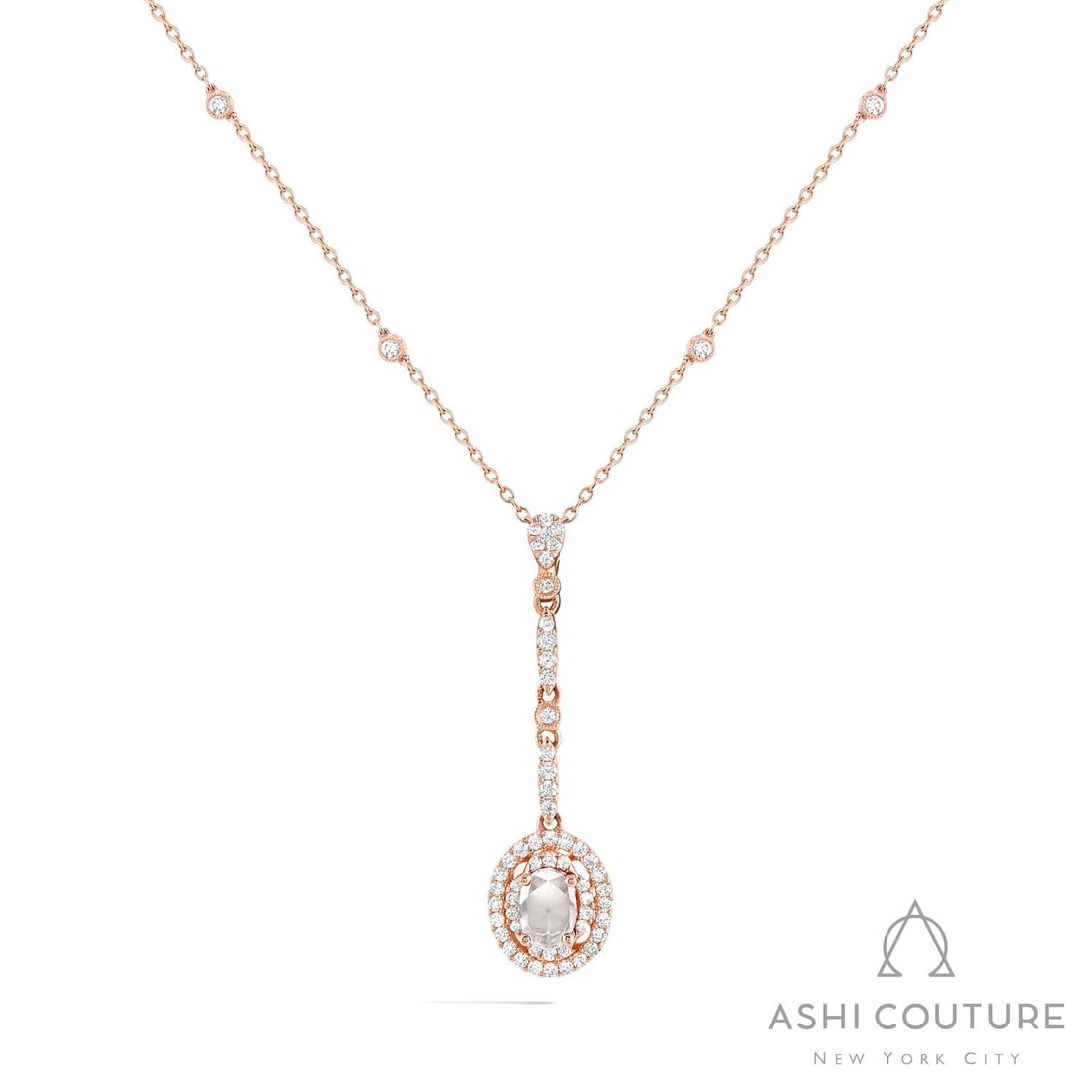 1.32 ctw White Diamond 18K Rose Gold Floral Drop Pendant Necklace: Retail Value: $13,320 Captured in a moment of brilliance, this exquisite Floral Drop necklace featuring White Diamond speaks to the connoisseur. Crafted with precision, the Halo setting is seamlessly 