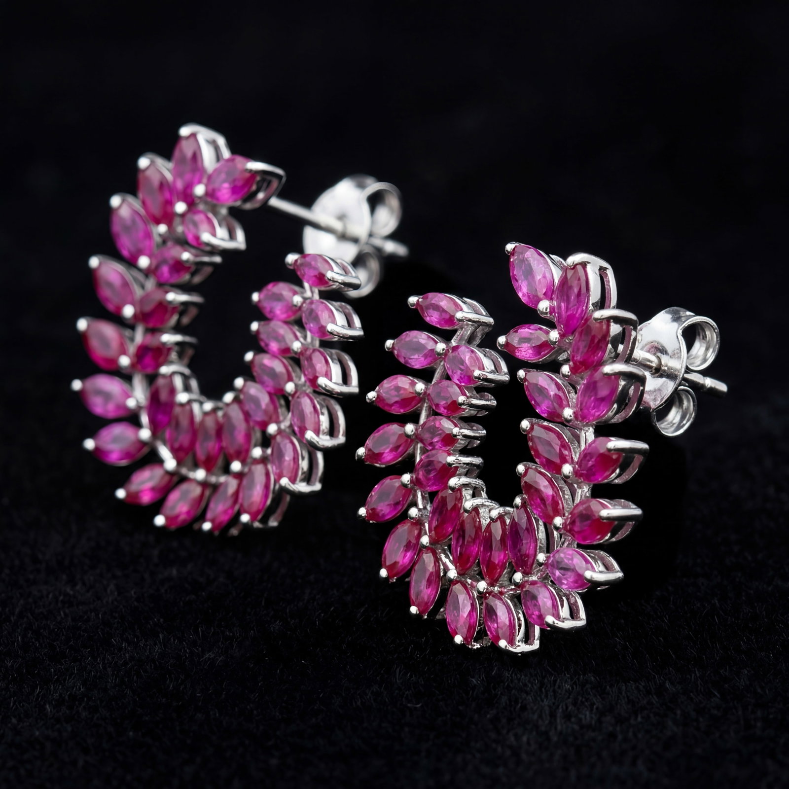 6.7 ctw Ruby Leaf Platinum Earrings - 3