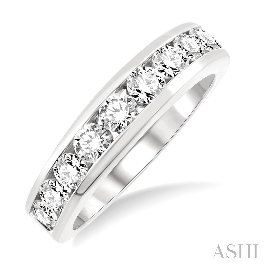 1.0 ctw Round White Diamond Channel Set 14K White Gold Wedding Band: An exquisite masterpiece of haute joaillerie, this exquisite Channel Set ring featuring White Diamond is a true treasure. A detailed Channel-Set Band gallery secures the stones, rendered in 3.25 grams